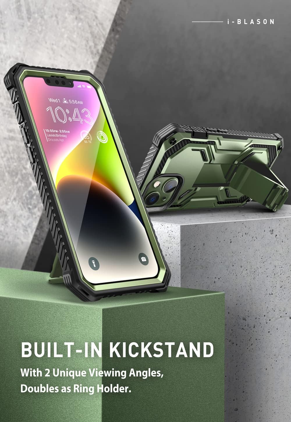 i-Blason Armorbox for iPhone 14 Plus Case with Stand & Belt Clip [Built-in Screen Protector] [Military-Grade Protection] Full-Body Rugged Kickstand Protective Bumper Case for iPhone 14 Plus (Guldan) - Image 7