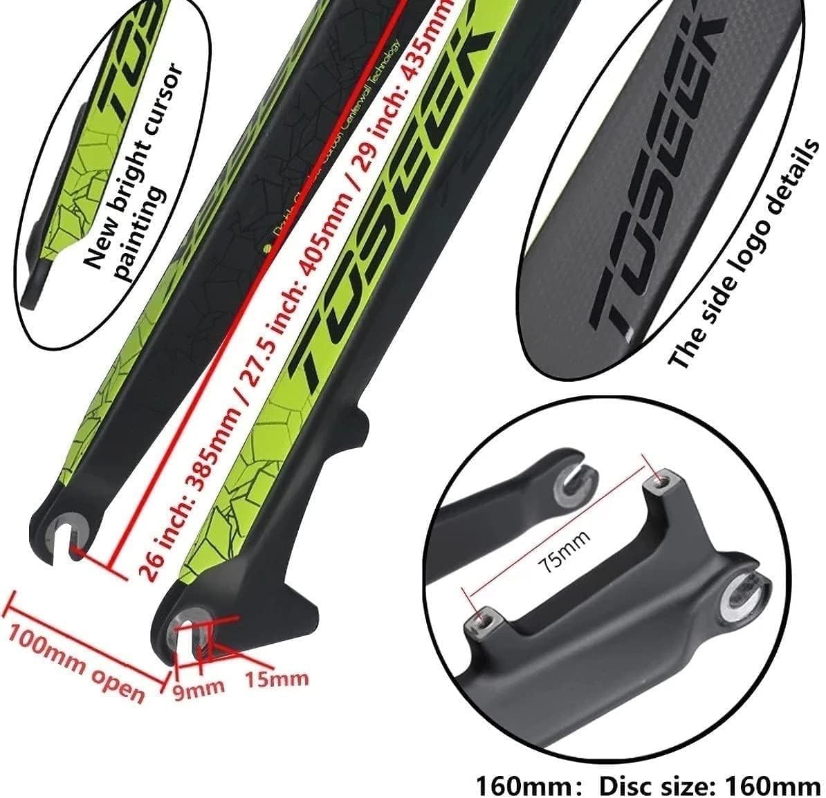 Rower Sztywny Widelec Full Carbon Bike Przednie Widelce Hamulce Tarczowe MTB Proste Akcesoria C, 27,5