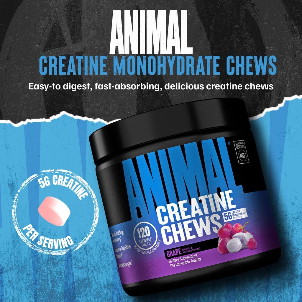 Animal Creatine Monohydrate Chews for Men & Women | Grape 120 Count — Amazon image 2