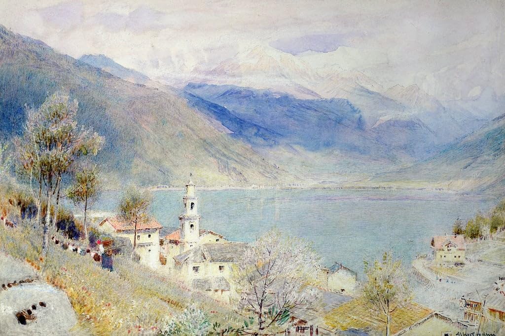 Cuadro sobre lienzo de Albert Goodwin: decoración de lago SERENDIPITP 60x90cm 5
