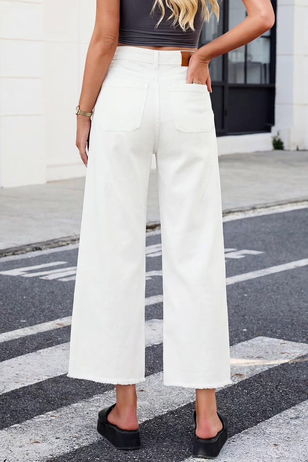 Allimy Women's Wide Leg Jeans 2026 Spring Summer High Waisted Baggy Straight Leg Cropped Pants with Raw Hem - Image 5