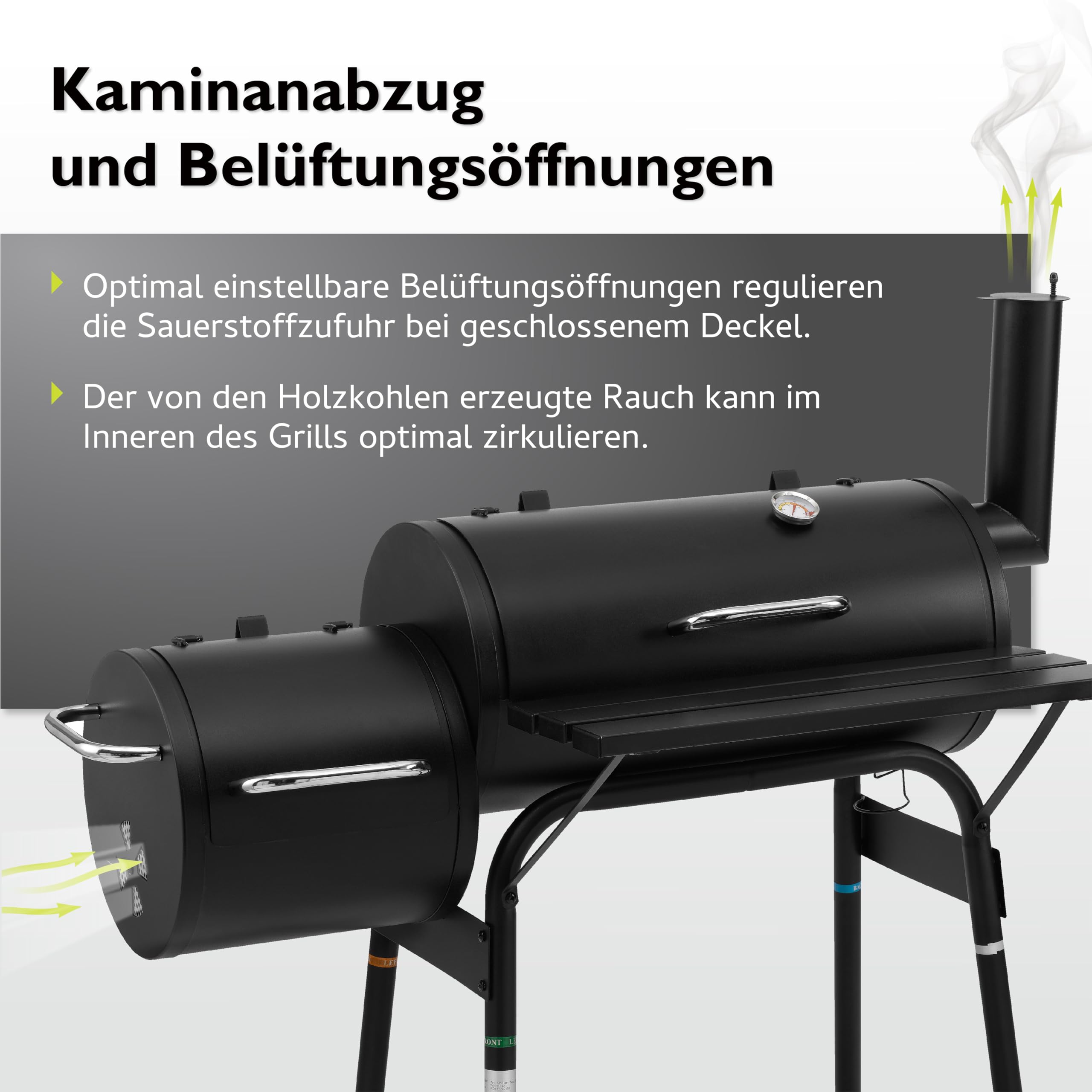 Parrilla de carbón tepro Smoker Wichita, superficie de la parrilla: 54 x 30 cm aprox.