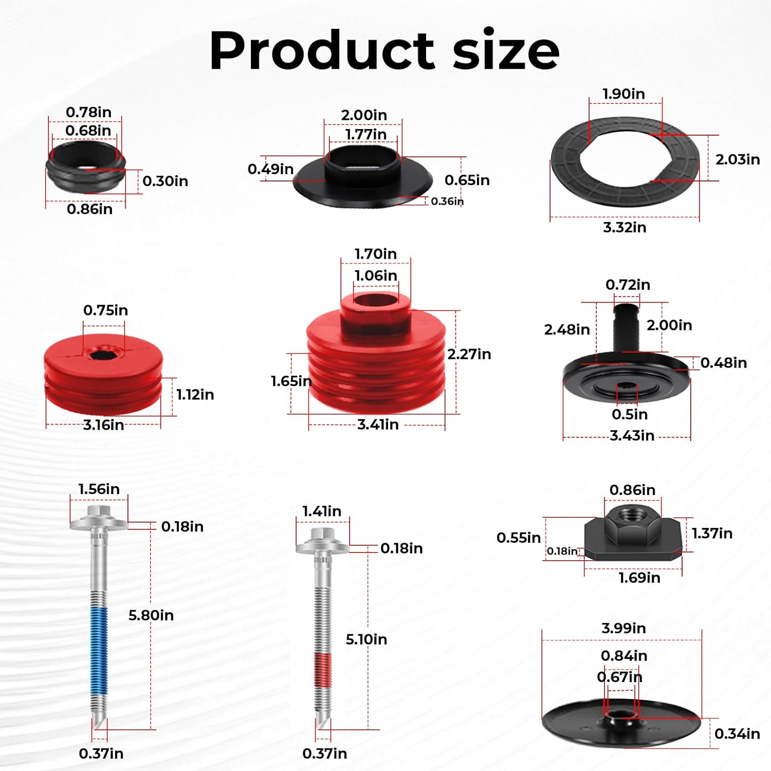 Body Mount Bushings Kit for 2008-2016 Ford F-250/F-350 Crew Cab Protection Kit Body Mounts with Cab Body Assembly Mount Cushion Bolts Comfort Outlasts Silicone Mounts 8 Piece(Red)