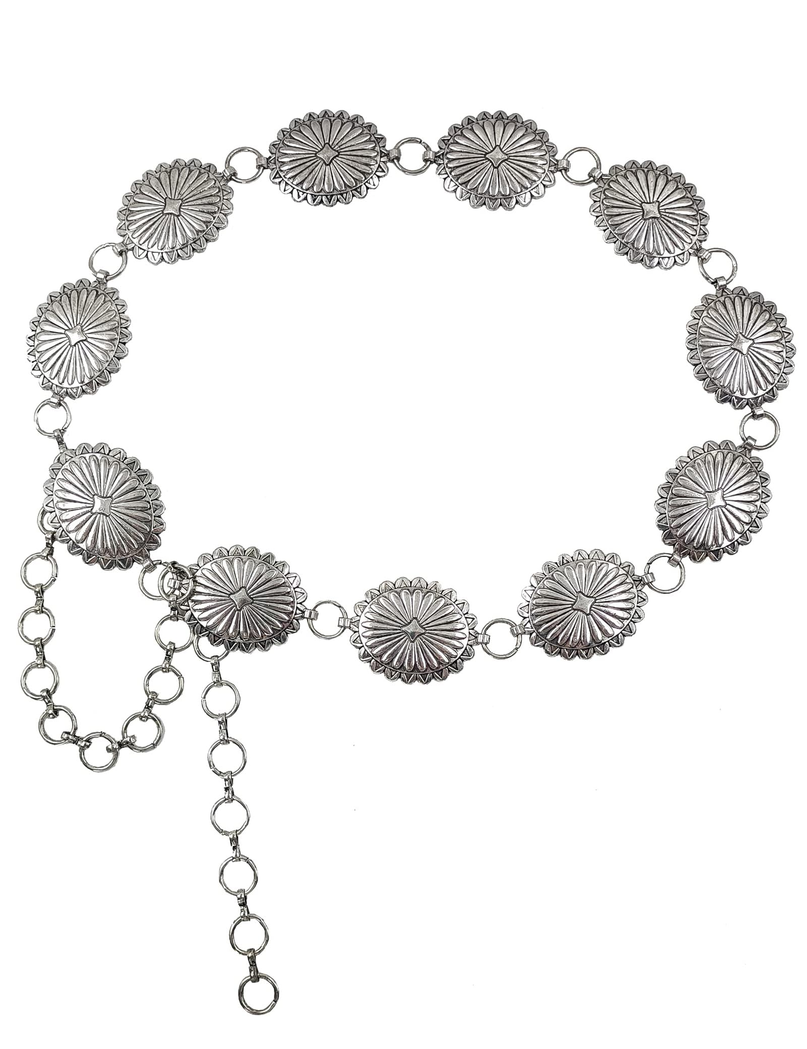 TERRIFIMetal Waist Chain Belts, Adjustable Punk Chain, Metal Chain Belt for Women Waist chains for Dresses Jeans Western Cowgirl, Silver