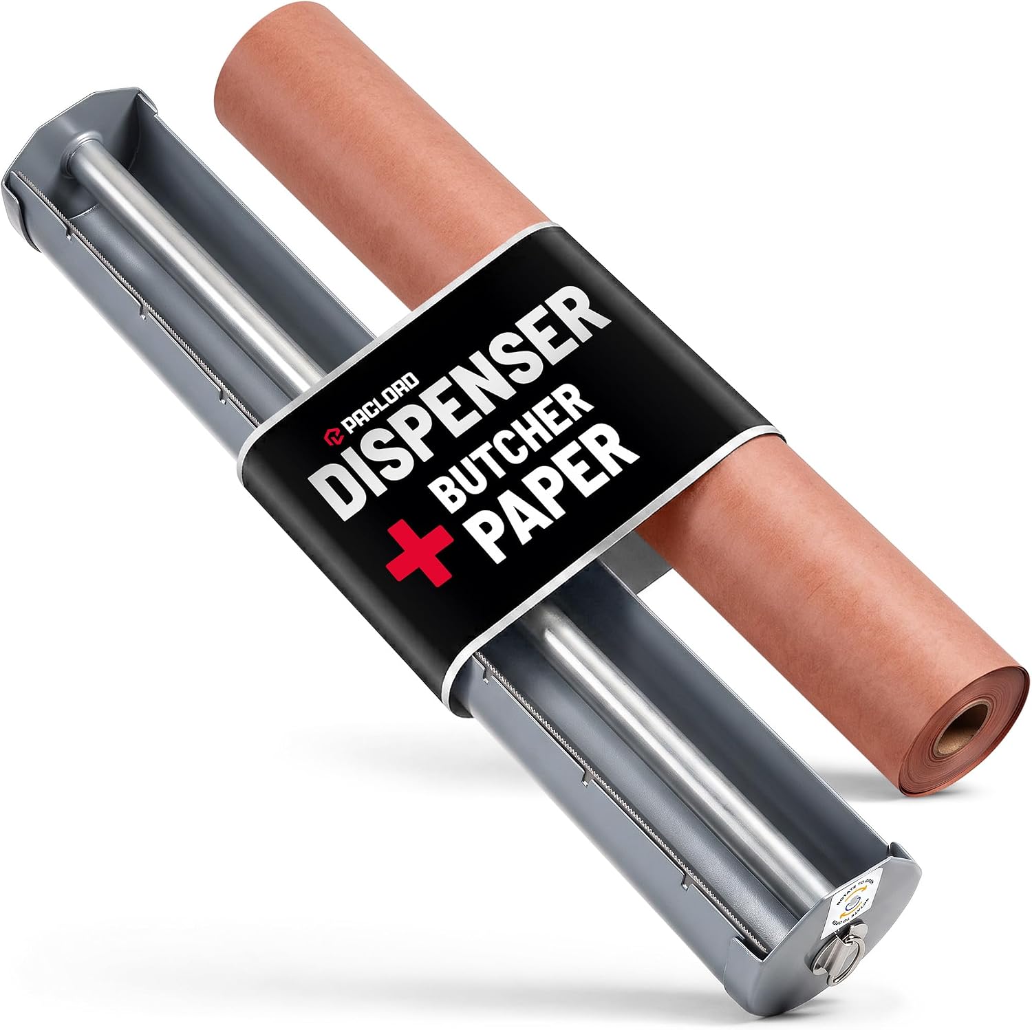 Hand-Held Paper Roll Dispenser with 18" x 100' Pink BBQ Butcher Paper