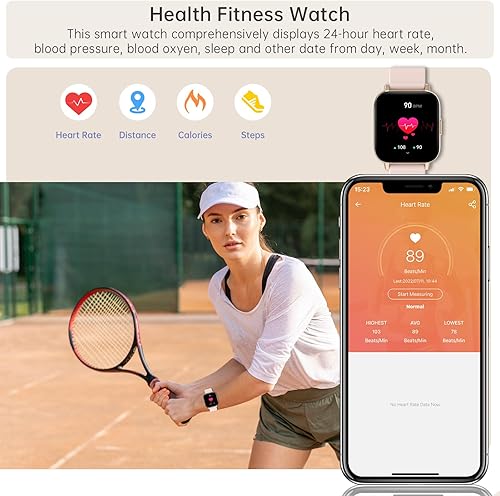 Miniatura 4 de HXQHSTBG Reloj inteligente para mujer con llamadas Bluetooth, HD de 1.85 pulgadas con más de 100 modos deportivos, monitor de fitness, monitor de