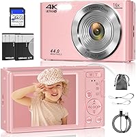 Vista 9 de Cámara digital, cámara digital FHD 4K de 44 MP, zoom digital 16X, cámara digital de punto y disparo con 3 luces de llenado LED, tarjeta SD de 64 GB