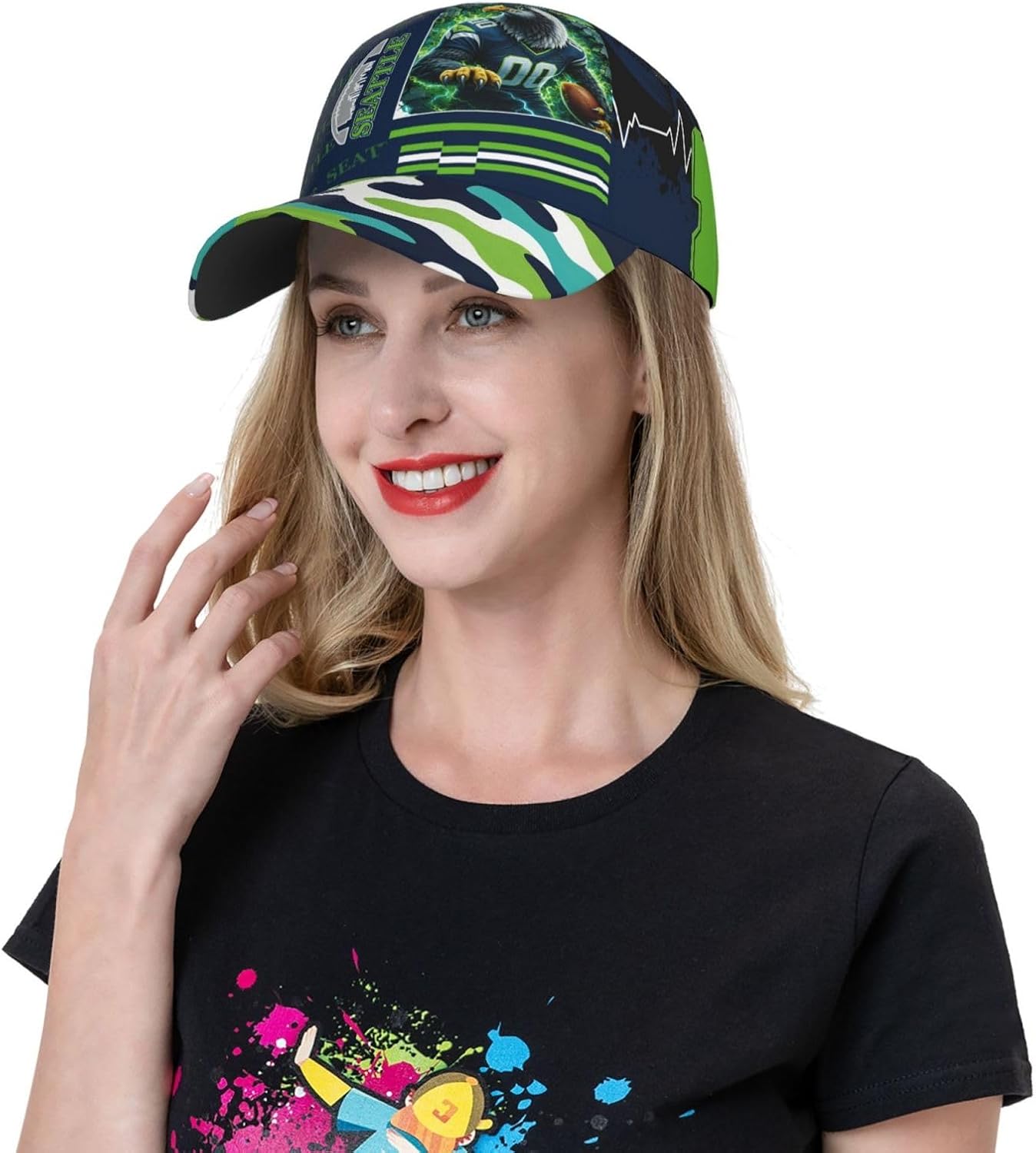 Seattle Baseball Cap Adjustable Snapback Hat with Football City Print Unisex Game Day Hat for Men Women Fans Gift - Image 8