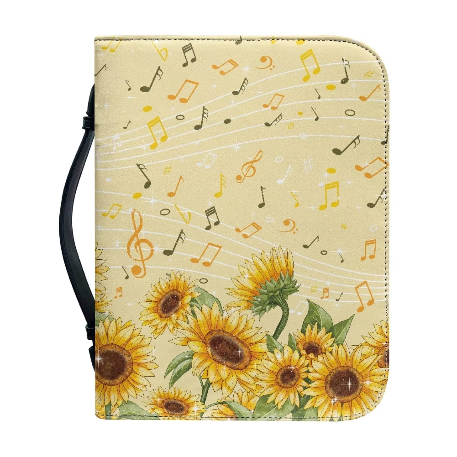 Talayituse Sunflower Music Note Bible Covers for Women Men PU Leather Bible Case Bible Bag Tote Book Carrying Case Christian Bible Accessories, M, Sunflower Music Note, M โ image 1