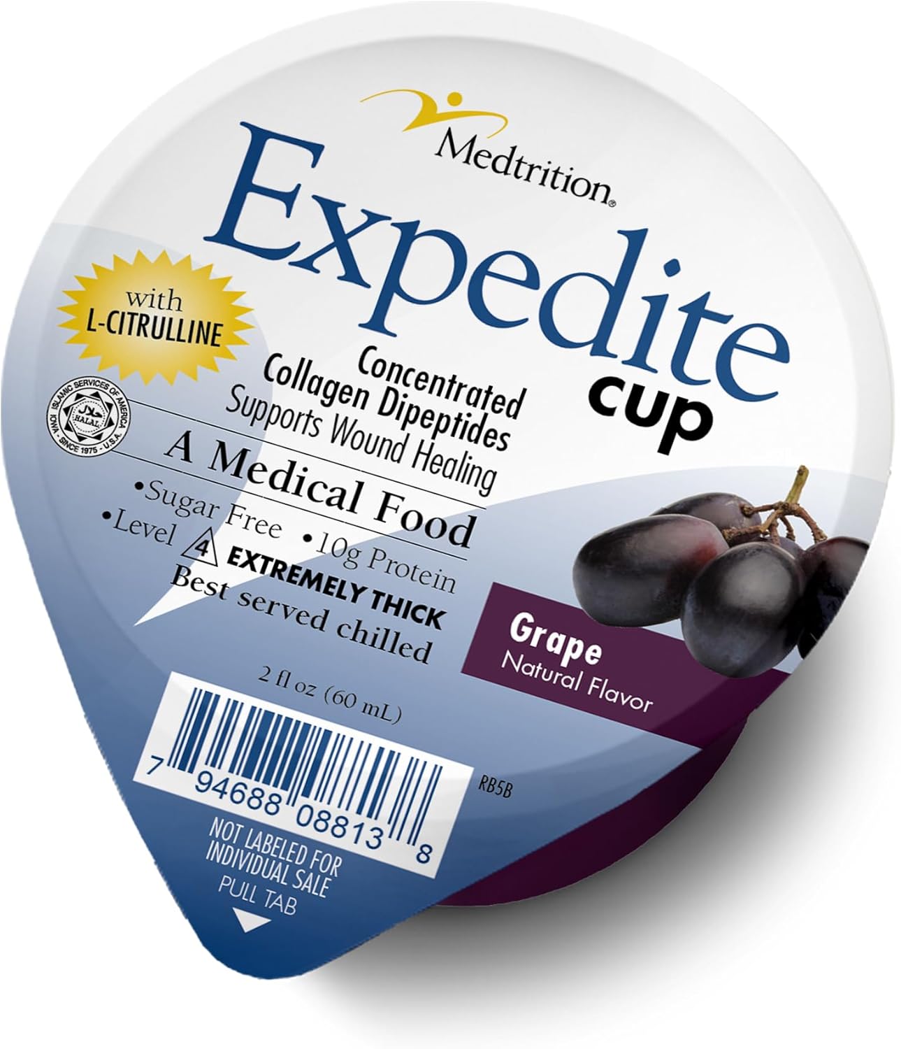 Medtrition Expedite Gelatein Cup, Fast Track Wound Healing, 30X More Collagen Dipeptides Than Powder, Supports Foot Ulcers, Cosmetic Surgery, and More - Grape - 2 Fl Oz (Pack of 36)