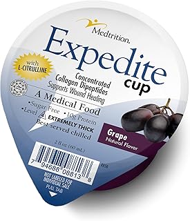 Medtrition Expedite Gelatein Cup, Fast Track Wound Healing, 30X More Collagen Dipeptides Than Powder, Supports Foot Ulcers, Cosmetic Surgery, and More - Grape - 2 Fl Oz (Pack of 36)