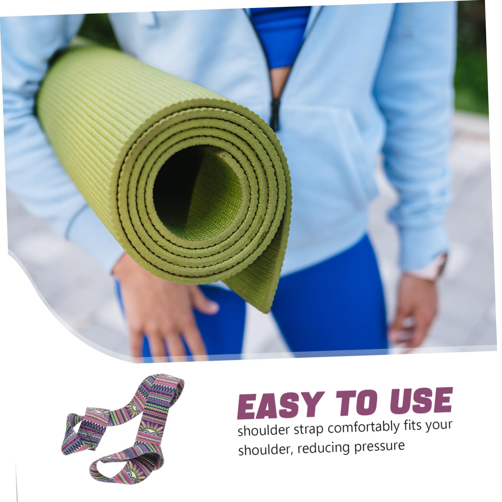 SUPVOX Cinghia per Tappetino Fitness Regolabile in Poliestere-cotone, Fascia Elastica Multiuso per Trasporto Tappetino Yoga e Pilates, Tracolla Morbida per Sport e Attività All'aperto