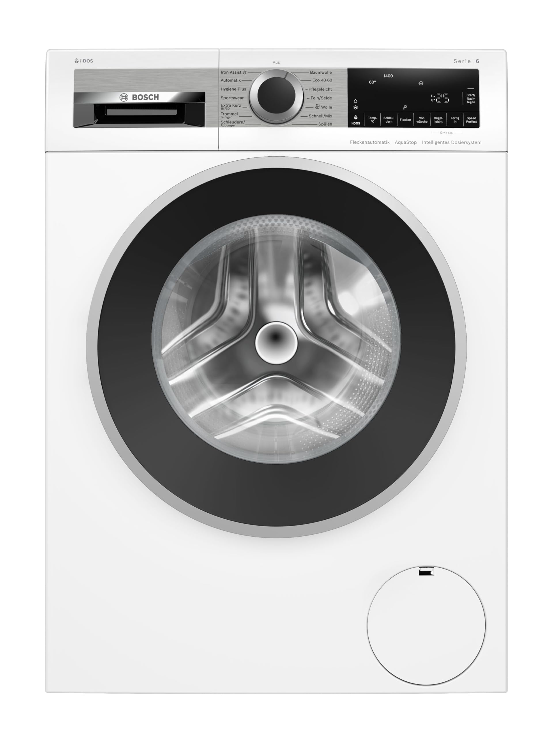 Bosch WGG244F40, Serie 6, Waschmaschine 9 kg, 1400 UpM, i-DOS, Fleckenautomatik, Iron Assist für weniger Falten, Speed Perfect, Nachlegefunktion, Active Water Plus, Hygienische Wäsche, AquaStop