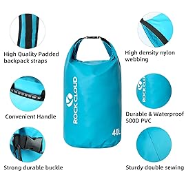 ROCK CLOUD Dry Bag Waterproof 5L Dry Sack for Kayaking Rafting Boating Beach Surfing Swimming Canoe Camping Hiking Fishing Ski, Orange