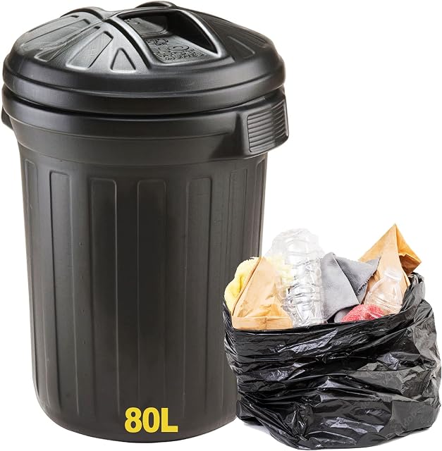 STORM TRADING GROUP Large 80 Litre Capacity Dustbin Heavy Duty Outdoor Shatterproof Refuse/Rubbish Bin With Lid (2)