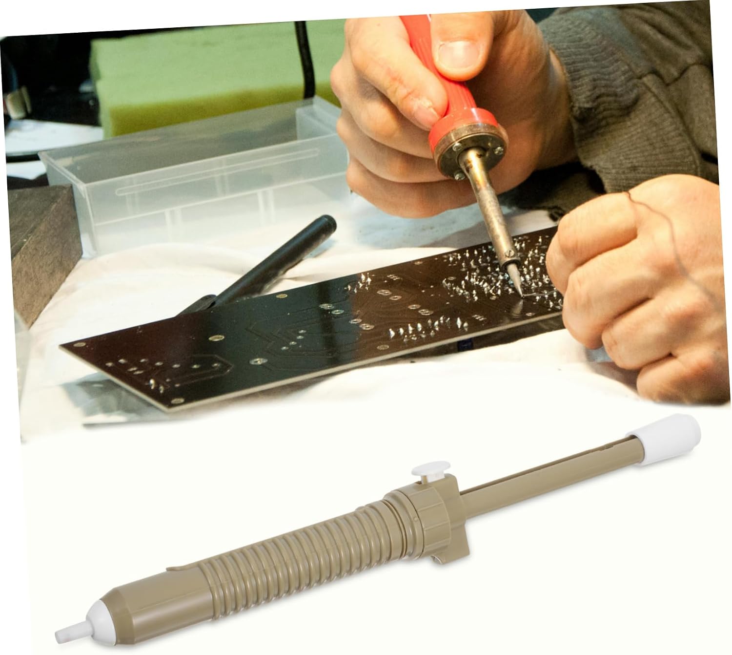 CHILDWEET Solder Sucker Desoldering Pump Manual Vacuum Tool for Engineers and Hobbyists Design for Efficient Solder Removal Portable and Easy to Use