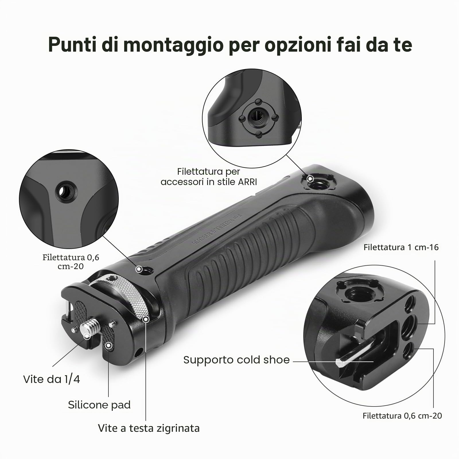 (Nuova Versione) SMALLRIG Handle Impugnatura per Zhiyun-Tech WEEBILL-S con Attacco per Cold Shoe, Diversi Fori Filettati - 2636C