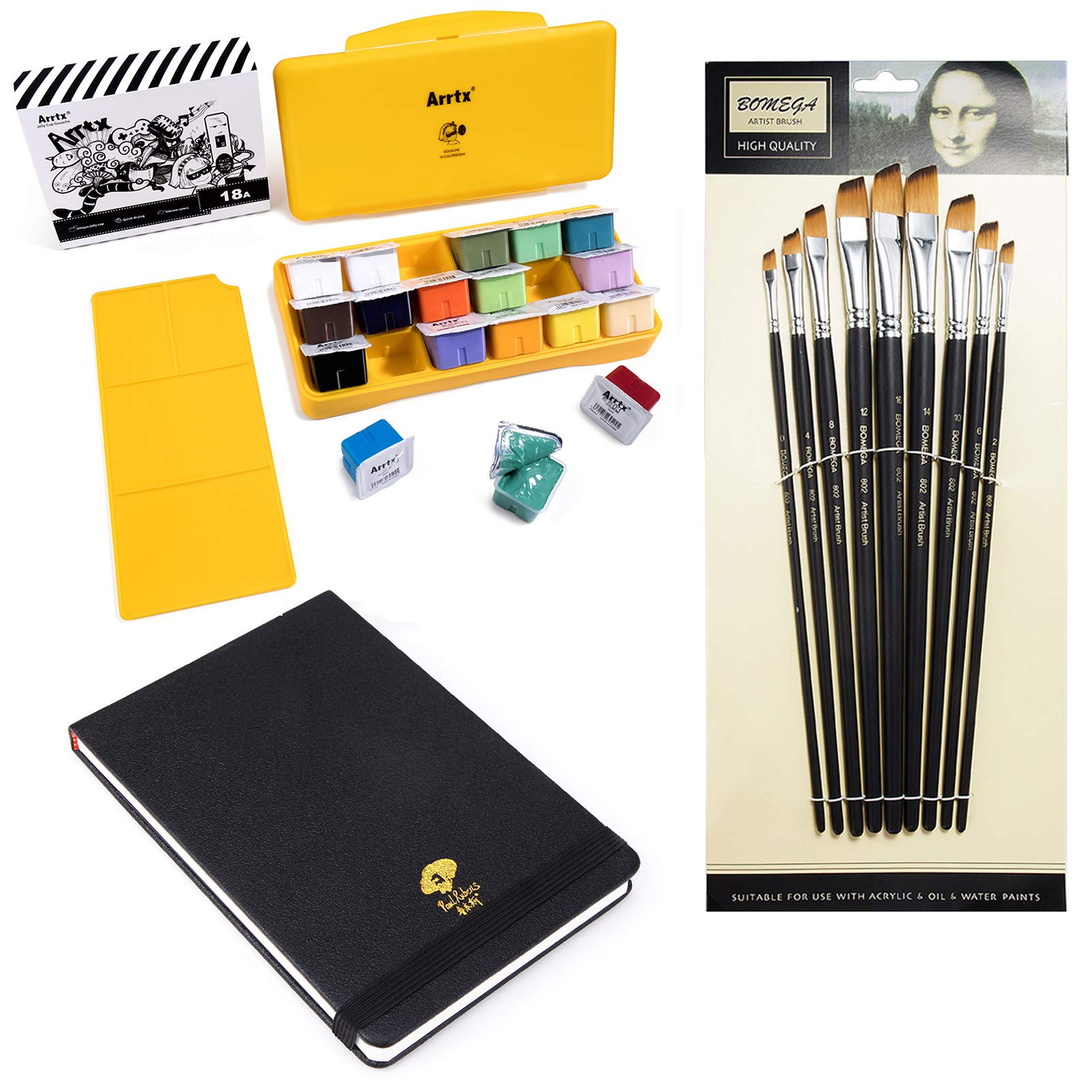 Buy Arrtx Gouache Paint Set and Watercolor Journal with 9 Pieces Paint