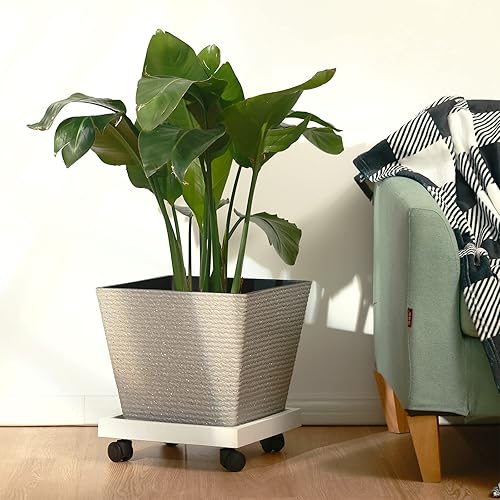 Miniatura 6 de 4 paquetes de 12 pulgadas cuadrados para plantas con ruedas, soporte rodante para plantas en maceta, carrito de plantas resistente con ruedas para