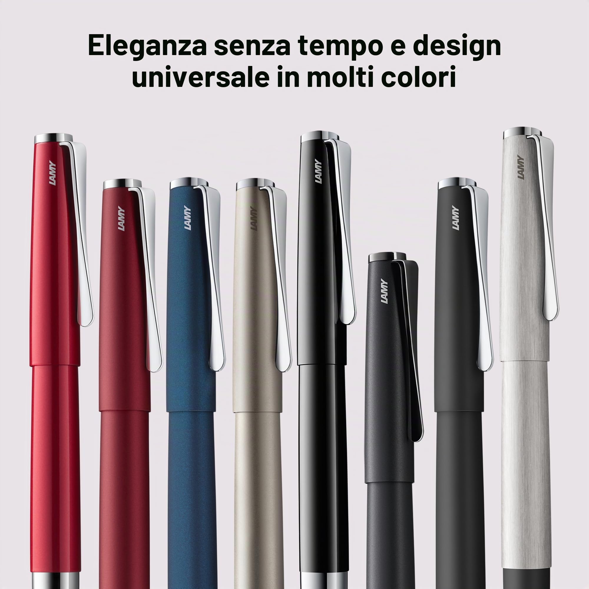 Lamy Studio 066 - Penna stilografica in acciaio inox, finitura morbida nera con una clip a forma di elica, spessore M 1 pezzo (confezione da 1)