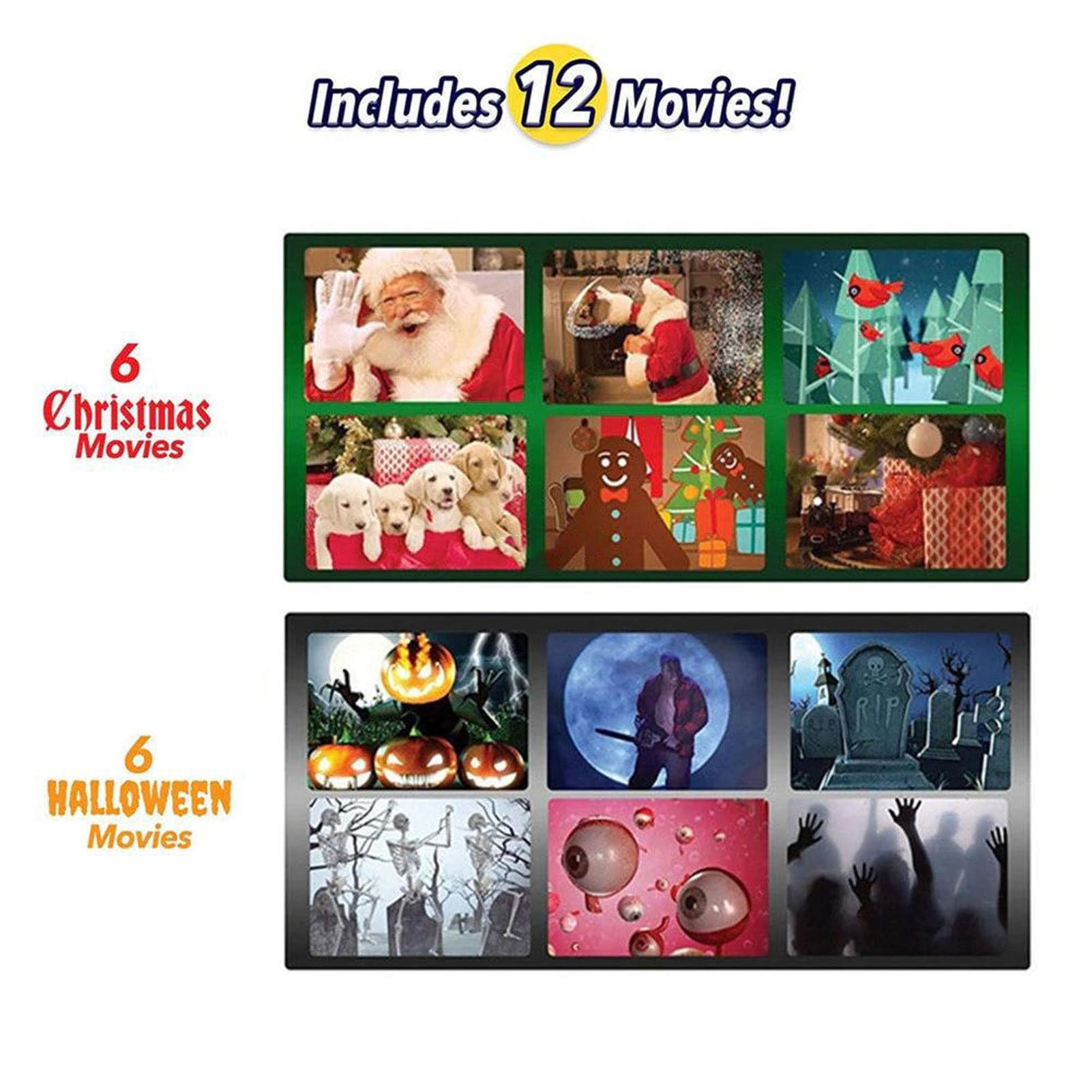 Bewinner Weihnachts Fenster Projektor mit Lautsprecher & Tuch Bildschirm - Einstellbare Scary Pattern Ghost Light, Halloween Licht Projektor wasserdicht für Fenster Outdoor Landschaft Indoor