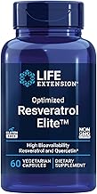 Life Extension Optimized Resveratrol Elite, Trans-resveratrol, quercetin, Healthy Aging, Heart Health, Brain Health, oxidative Stress, Gluten-Free, Non-GMO, Vegetarian, 60 Capsules