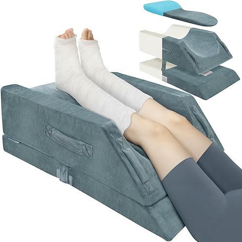 KingPavonini 4 almohadas de elevación de piernas ajustables en altura para después de la cirugía con curva ergonómica, almohada de espuma