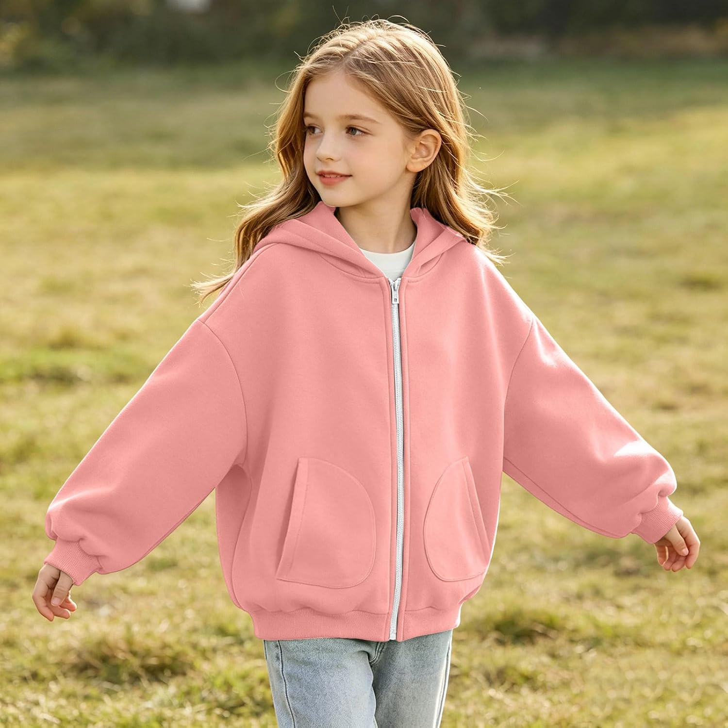 Oversized Hoodie For Girls 2026 Fall Trendy Long Sleeve Zip Up Hooded Sweatshirt Cute Teens Clothes