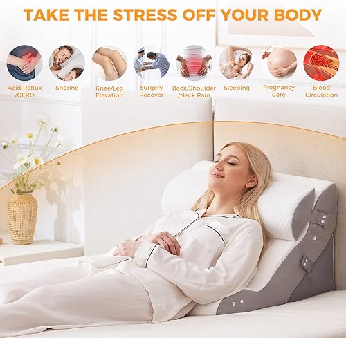 Miniatura 5 de Juego de 4 almohadas de cuña para después de la cirugía, almohada de cuña ajustable 10 en 1 para aliviar el reflujo ácido, almohadas de cuña para
