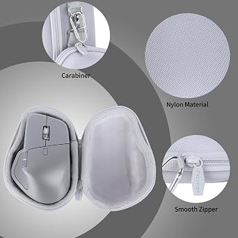 Storage Case Compatible with Logitech MX Master 4 / Master 3 Mouse | Lightweight Carry, Secure Storage, Convenient Zipper, Soft Interior,Pale Grey Case