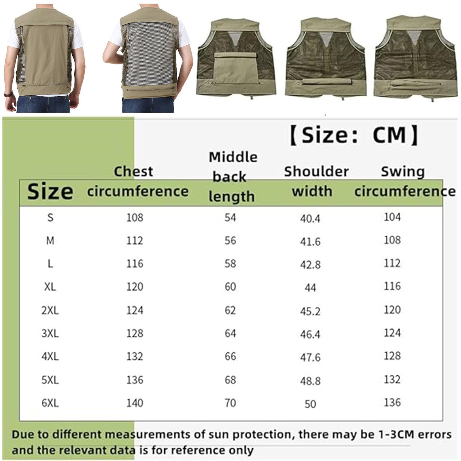 Gilet cargo in rete traspirante con zip, gilet estivo da lavoro da uomo con tasche, gilet tattico ad asciugatura rapida multi-tasca