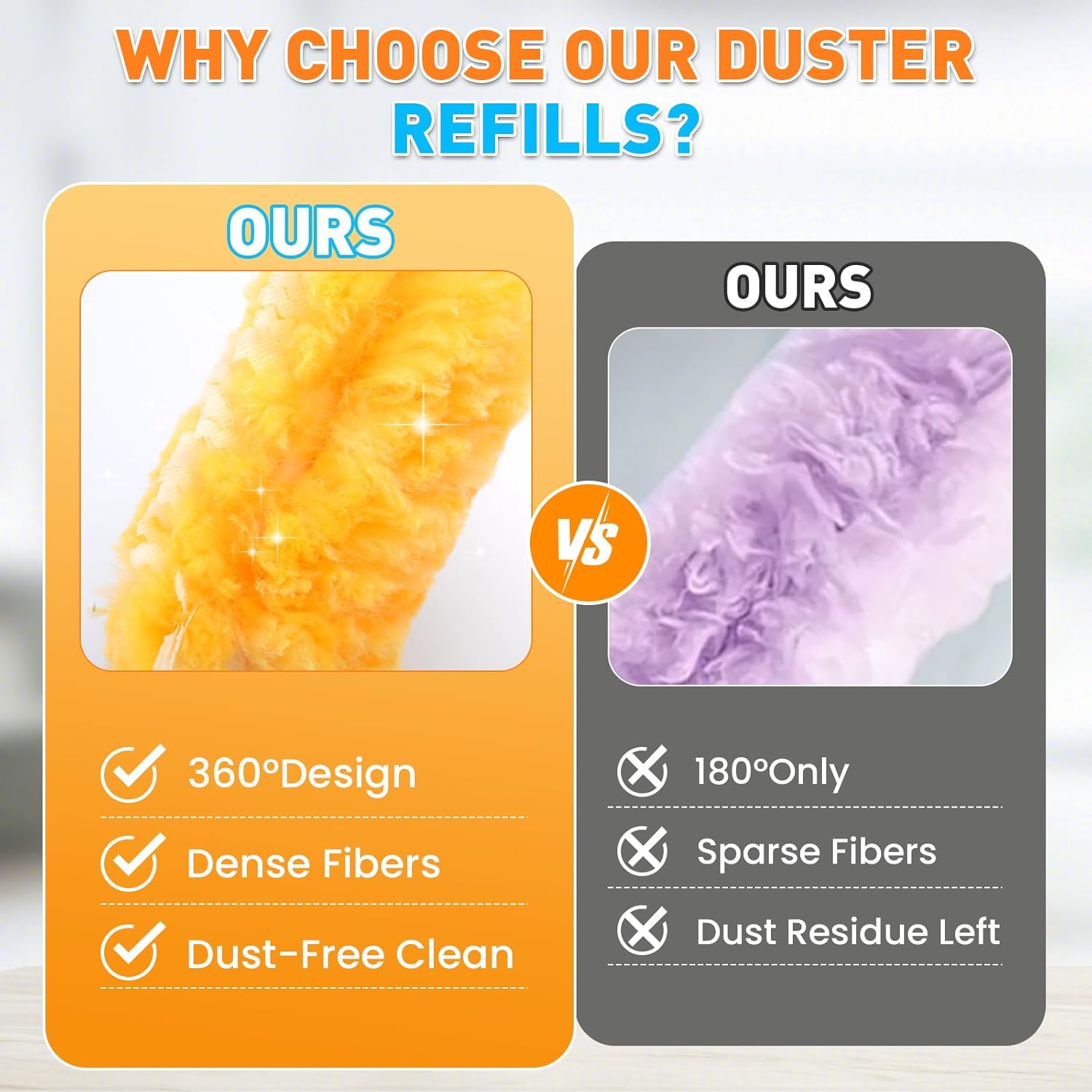 Heavy Duty Duster Refills, 160 Count 360° Double-Sided Duster Refill and 1 Yellow Handle, Disposable Dusters Refill for Daily Dust Cleaning, Electronics, Furniture, Blinds, Ceiling Fans