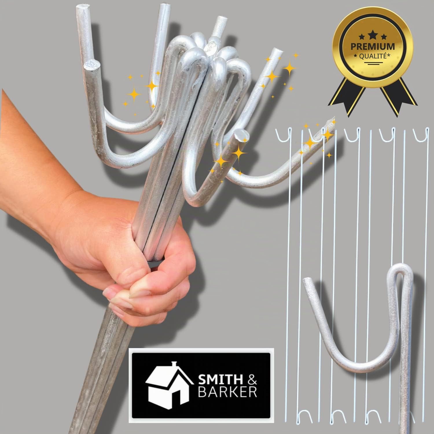 Smith & Barker Lot de 10 Poteaux Métalliques Galvanisés – Piquets Robustes pour Clôture Temporaire, Jardin, Chantier et Sécurisation d’Espaces Extérieurs