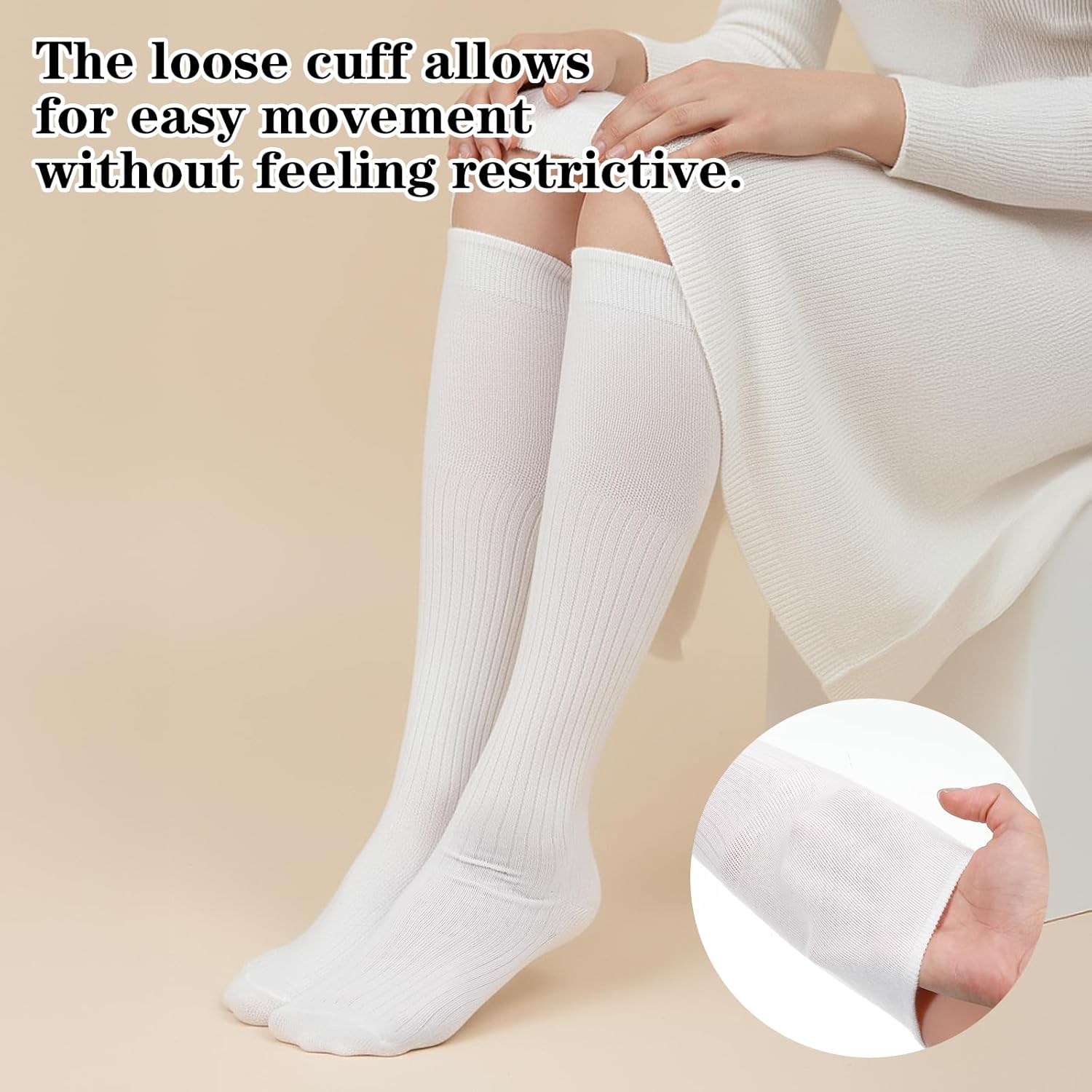 2 Pairs High Boot Socks Over Knee Slouch Top Over Knee Knit Fashion Thigh Sock High Boot Stockings Leg Warmers for Women - Image 5