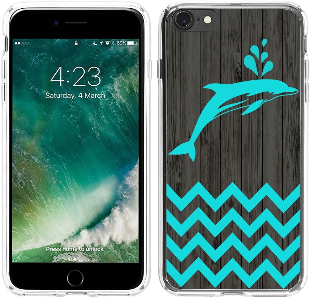 6S Case Dolphin,Hungo Soft TPU Silicone Protective Cover Case Compatible with Phone 6/6S Chevron Dolphin Animal Theme Pattern