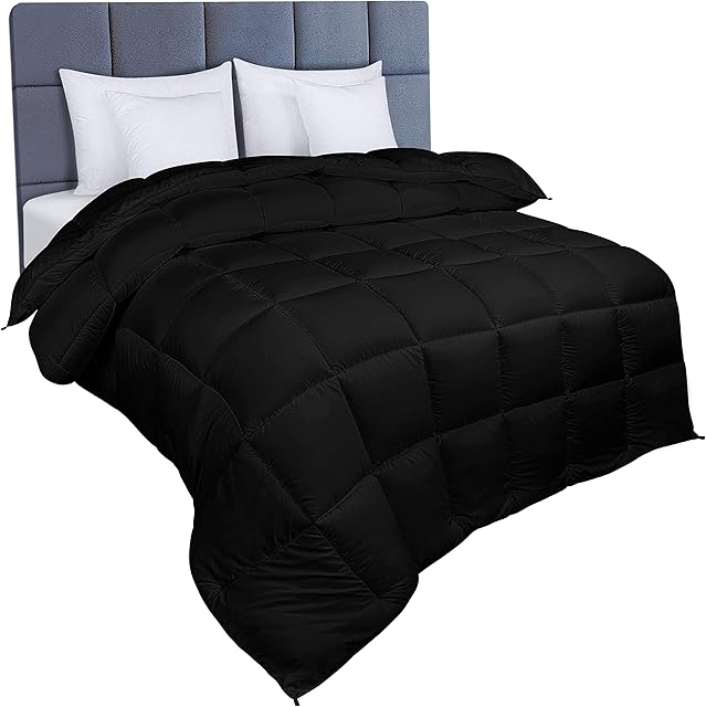 Utopia Bedding King Duvet 10.5 tog with Corner Tabs - Box Stitched Duvet - Box Stitched Down Alternative Duvet (King, Black)