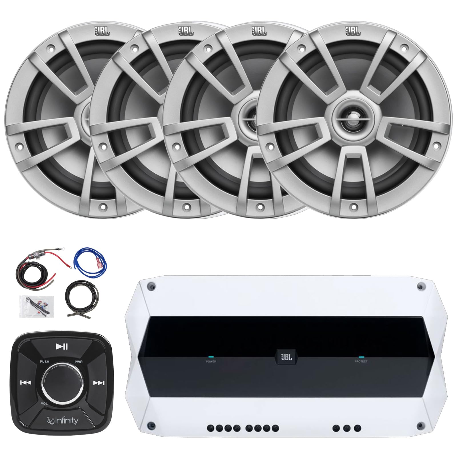 Flush Mount Pre-Amp Waterproof Bluetooth Controller, 4x 8