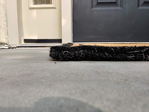 Miniatura 10 de Kempf Felpudo medio redondo negro con borde Coco, felpudo resistente, entradas de doble puerta, 24 x 48 pulgadas
