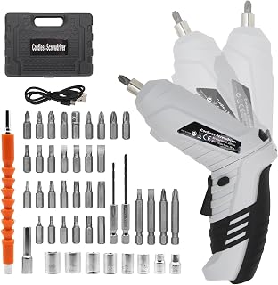 47 in 1 Cordless Screwdriver, MQFORU Portable Cordless Drills, 3.6V Rechargeable Electric Screwdriver Kit, Dual Position Handle with USB Cable LED Light for Home Office DIY Tools