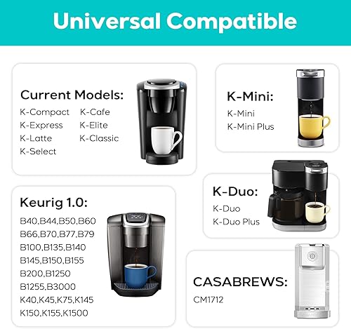 Miniatura 2 de CASABREWS CASKF01 Cápsulas de café reutilizables K Cups para Keurig, filtros de café universales de acero inoxidable recargables reutilizables K Cup