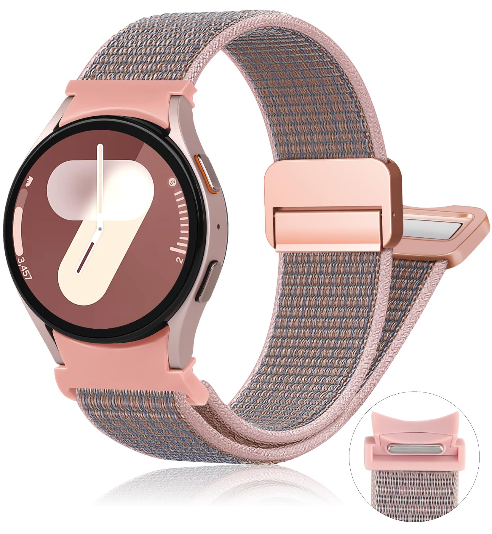 Ein Klick Magnet Armbänder für Samsung Galaxy Watch 7 6 5 4 FE Armband 40mm 44mm/6&4 Classic 47mm 43mm 46mm 42mm/5Pro 45mm Herren/Damen,Fabric Nylon Strap Sport Loop Band für Galaxy Watch 7 4 6 5 FE