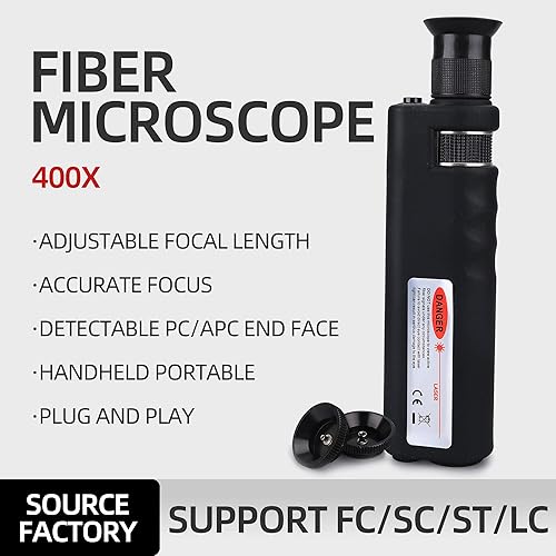 Miniatura 2 de Lupa de fibra óptica de mano 400x microscopio de inspección óptica de fibra LED Iluminación antideslizante caucho 0.098 in SCFCST0.049 in LC