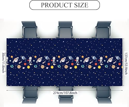 Miniatura 2 de Oudain 6 manteles espaciales de plástico con temática espacial, suministros para fiesta de cumpleaños para niños, naves espaciales, planetas,