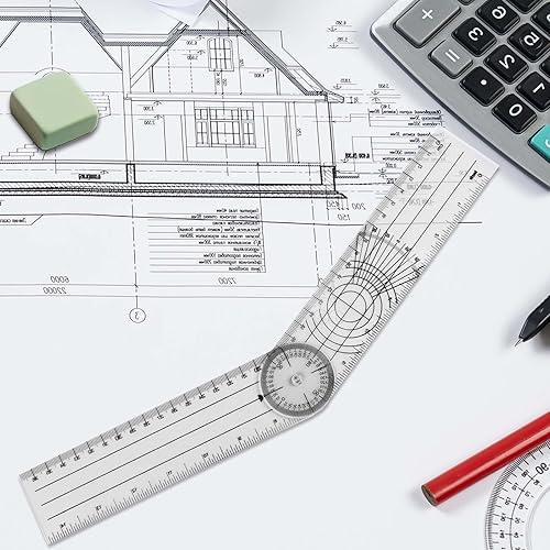 Miniatura 5 de 4 goniómetros de terapia física, goniómetro de plástico grueso de 0.079 pulgadas (0.079 in) transportador de ángulo rápido transparente, regla de