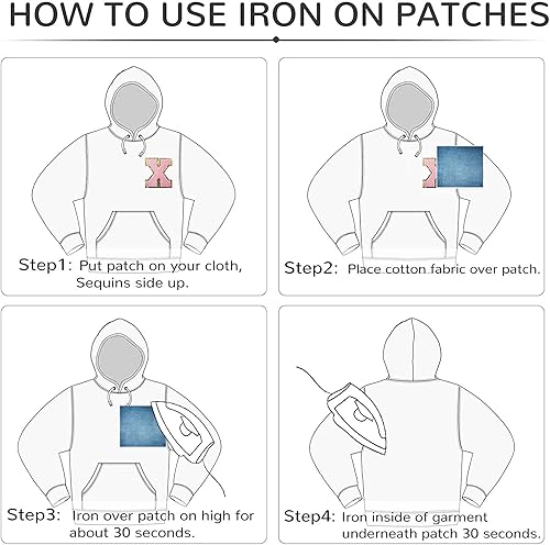 Miniatura 6 de Zogify Parches de letras para planchar con purpurina dorada y felpilla rosa, 3 piezas de parches de iniciales universitarias, parche con adhesivo