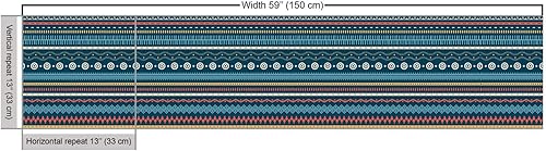 Vista 366 de Lunarable The Yard, tela azul real de The Yard, patrón de cerámica inspirado en el Medio Oriente estilo marroquí, estampado oriental, tela de satén