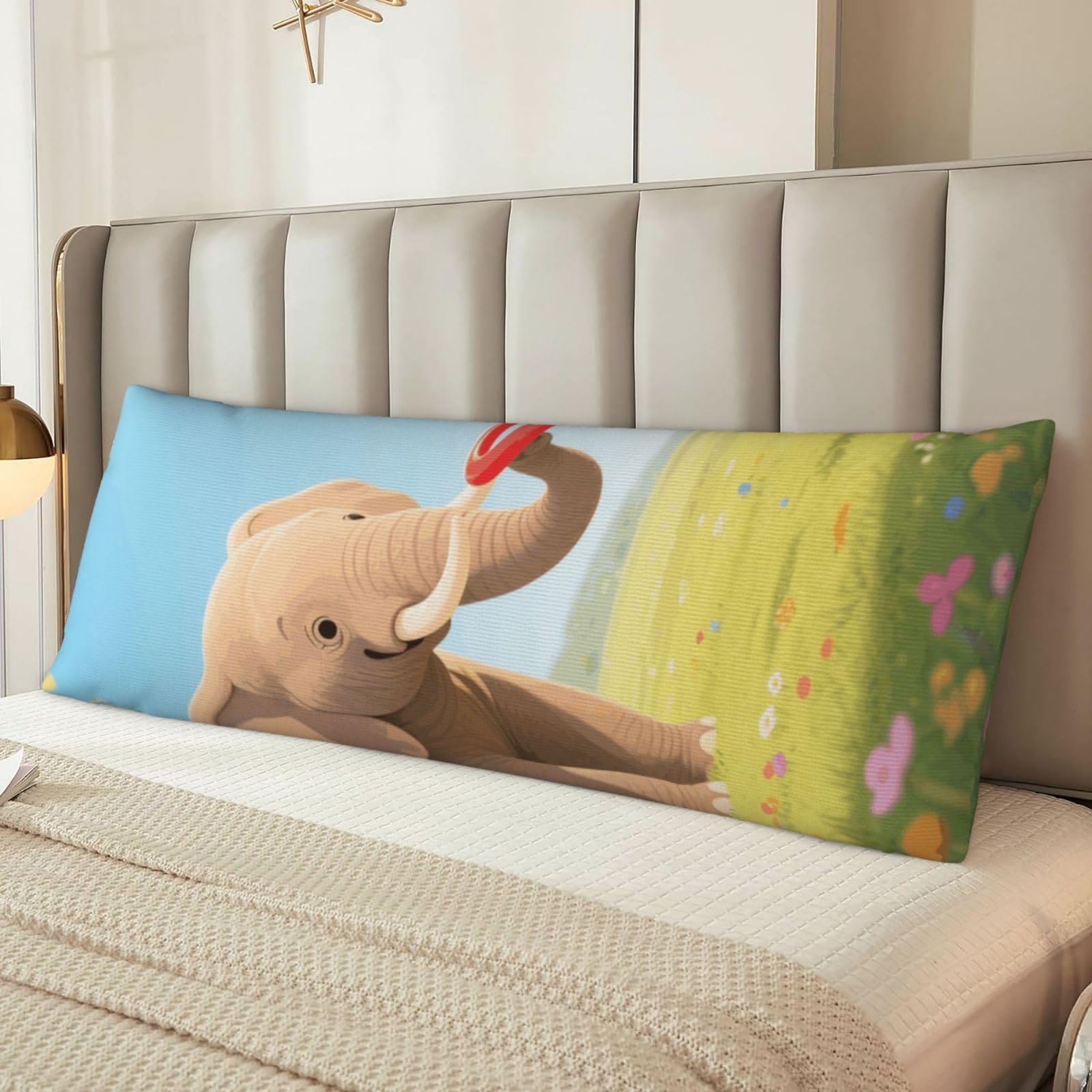 Elephant and Dog Body Pillow Cover with Hidden Zipper 54"X20",Ultra Soft Microfiber Long Pillow Case Decorative Bedding Pillowcase Cushion Cover Cases for Bedroom Couch Sofa,Home Gifts
