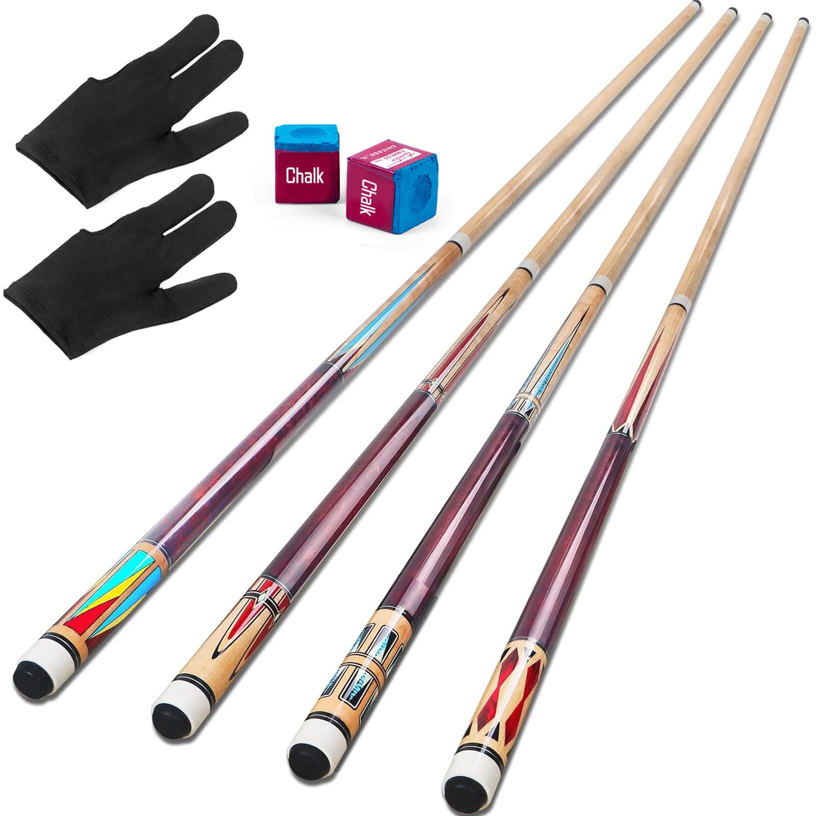 Aklot Pool Cue, 58" Cue Sticks Adult Canadian Maple Wood Billiard Cue Stick 18 19 20 21 oz