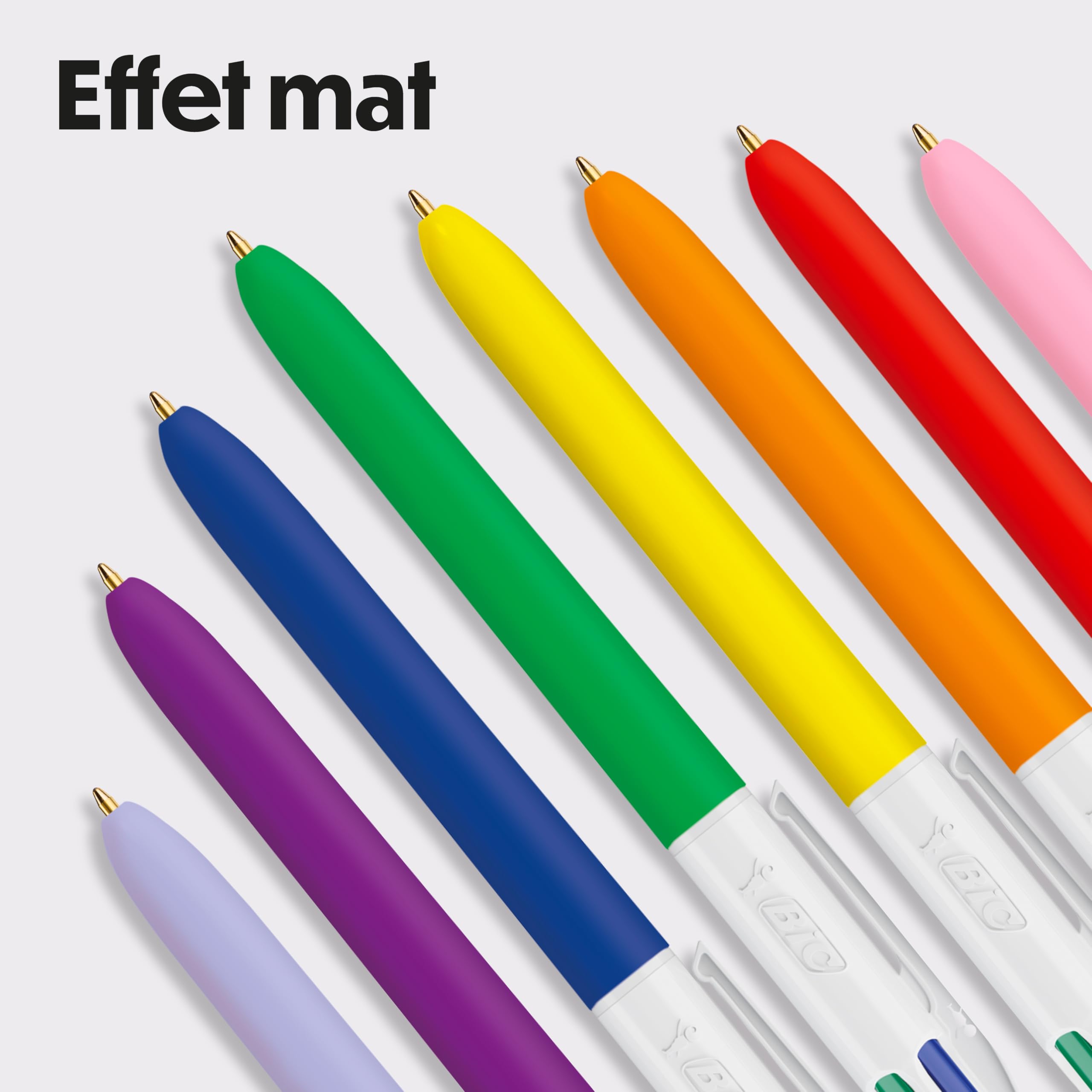 BIC 4 Couleurs Le Bar à Couleurs Stylos-Bille Rétractables à Pointe Moyenne (1,0 mm) Corps Uni - Couleurs Assorties, Coffret de 12