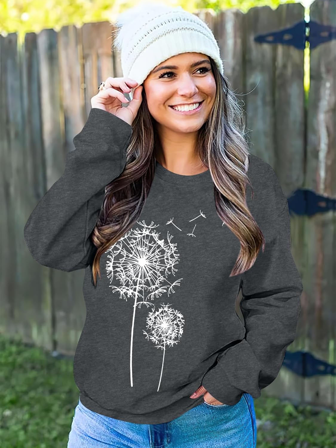 BANGELY Womens Dandelion Sweatshirt Hope Love Floral Graphic Shirt Casual Crewneck Tee Loose Long Sleeve Pullover Tops - Image 6